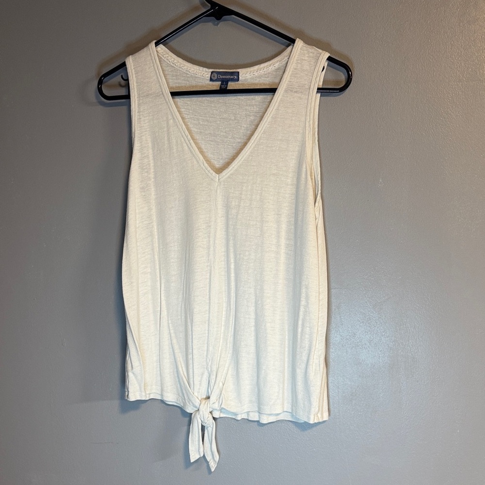 Democracy Cream Tie-Front Tank Top